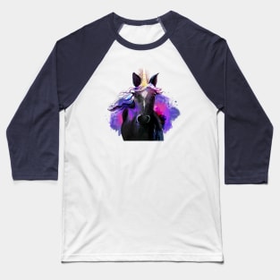 Pretty Black Unicorn Baseball T-Shirt